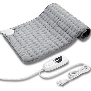 Electric Heating Pad for Dry Moist Heat with Timer Auto Temp Off Light Gray